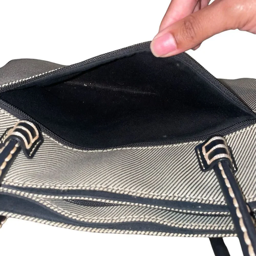 Vintage Etienne Aigner Handbag Canvas and‎ leather Black 9.5